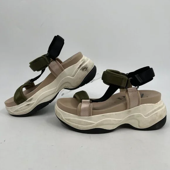 Zara Green Black Chunky Velcro Sandals | Women's Size 39EU - Picture 6 of 9